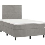  Krevet box spring s madracem LED svjetlosivi 120x200 cm baršun | shoptok.hr