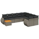 vidaXL Vrtna sedežna garnitura 10-delna z blazinami siv poli ratan, (21071861) | Shoptok.si