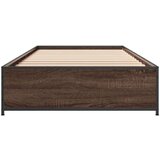 vidaXL Posteljni okvir rjav hrast 90x190 cm inženirski les in kovina, (21128157) | Shoptok.si