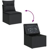  7-dijelni set vrtnih sofa od poliratana s jastucima crni Slike