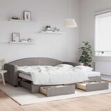  Izvlečna dnevna postelja s predali taupe 100x200 cm blago, (20936627) Cene