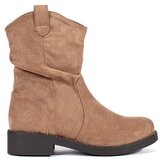 Shelvt Dark beige suede women's cowboy boots | shoptok.hr