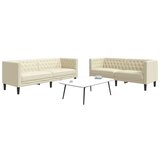 vidaXL Komplet Chesterfield kavčev 2-delna krem umetno usnje Cene