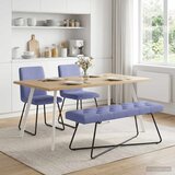  Klupa s gumbastim tkanjem Traper plava 110 x 40 x 46 cm Tkanina | shoptok.hr