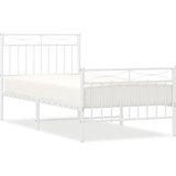 The Living Store Kovinski posteljni okvir z vzglavjem in vznožjem bel 90x190 cm - Posteljni Okvir, (21526694) | Shoptok.si