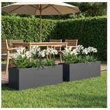 vidaXL Vrtna saksija 2 kom. Antracit 80 x 30 x 30 cm Čelična vrata - Antracit 80 x 30 x 30 cm 2 | shoptok.hr