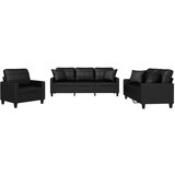 Maison Chic Sedežna garnitura - kavč z vzglavniki 3-delna črno umetno usnje, (21728866) | Shoptok.si