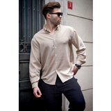 Madmext Men's Beige Long Sleeve Oversize Shirt 6735 Cene
