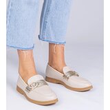 Gemre Beige faux leather loafers with rhinestones Berita Cene