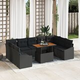 vidaXL 10-delna vrtna kavčna garnitura z blazinami Črn Poli ratan, (22093004) | Shoptok.si