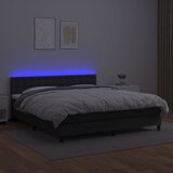 Krevet box spring s madracem LED crni 160x200cm od umjetne kože | Eponuda.com