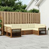  Set vanjskih sofa 6 kom. Prirodna i krem Čvrsto drvo akacije | shoptok.hr