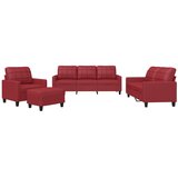  4-dijelni set sofa s jastucima crvena boja vina od umjetne kože | shoptok.hr