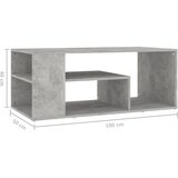  Stolić za kavu boja betona 100 x 50 x 40 cm konstruirano drvo | shoptok.hr