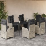 vidaXL 7-dijelni vrtni blagovaonski set od poliratana s jastucima sivi | shoptok.hr