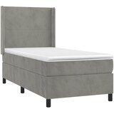  box spring s madracem LED svjetlosivi 80x200 cm baršun | shoptok.hr