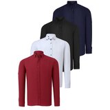 Dewberry QUADRUPLE SET G721 MEN'S SHIRT-BLACK-WHITE-NAVY-BURGUNDY Cene