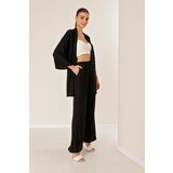 By Saygı Crescent Pants With Pockets Kimono Suit Black Cene