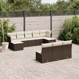 vidaXL 10-dijelni set vrtnih sofa od poliratana s jastucima smeđi | shoptok.hr
