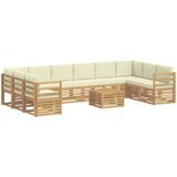  Set vanjskih sofa s jastukom 11 pcs Bijela i krem Poliester | shoptok.hr