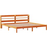 vidaXL Posteljni okvir z vzglavjem voščeno rjava 200x200 cm borovina | Shoptok.si