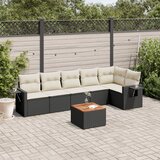 Maison Chic Seti vrtnega pohištva - Vrtna garnitura - Vrtni pohištvo set 7-delna z blazinami črn poli ratan, (21801632) | Shoptok.si