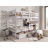 BMS Dječji drveni krevet na kat Eryk s ladicom 190x90 cm, bijeli, s madracima od PE pjene 8 cm | shoptok.hr
