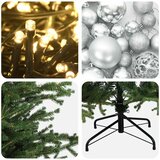  Umjetno božićno drvce s kuglicom 120 cm 150 LED lampica - 120 cm s LED-ima i srebrnim lopticama | shoptok.hr