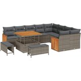  Set od 12 dijelova vrtna sofa s jastučićima sivi poli ratan akacija Set od 3 dijela vrtne blagovaonice s jastučićima sivi poli | shoptok.hr