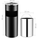  Kanta za smeće s pepeljarom 30 L čelična crna | shoptok.hr