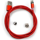  USB punjački kabel 3u1 s magnetskim konektorima - Crvena KP30704 Cijene