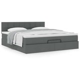 vidaXL Otomanski posteljni okvir z vzmetnico siv 160x200 cm blago | Shoptok.si