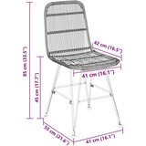  Jedilna stolica 2 pcs Naravna 41 x 55 x 85 cm Rattan in jeklo, (5000296692) | Shoptok.si