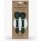 Petite&Mars Silikonska žlica i vilica 6 m+ Take&Match, Misty Green | shoptok.hr
