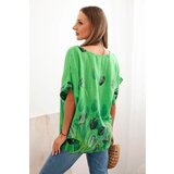 Kesi Włoski Women's cotton shirt with a floral pattern green | ePonuda.com