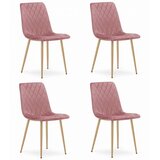  Stolica TURIN - Ružičasti Baršun / Drvene Noge x 4 | shoptok.hr