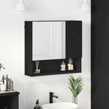 vidaXL Ogledalo ormar s policom Crna 59 x 17 x 55 cm Konstruirano drvo u