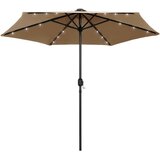  Vrtni suncobran LED s aluminijskim stupom 270 cm smeđesivi | shoptok.hr
