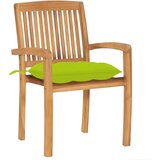 Maison Chic Vrtni stoli - Stol za vrt 2 kosa s svetlo zelenimi blazinami trdna tikovina JS1294, (21878232) | Shoptok.si
