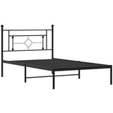 Metalni okvir za krevet s uzglavljem crni 107x203 cm | shoptok.hr