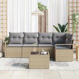  Set od 6 komada vrtnog kauča s jastučićima crni poli ratan 2-sjedališni vrtni kauč s jastučićima bež poli ratan | shoptok.hr