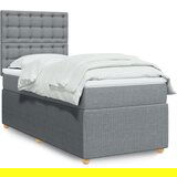 vidaXL Box spring postelja z vzmetnico svetlo siva 90x200 cm blago | Shoptok.si