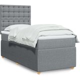 vidaXL Okvir kreveta s oprugama i madrac svjetlosivi 90x200cm tkanina | shoptok.hr