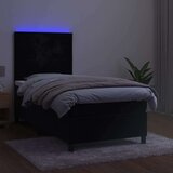 vidaXL Krevet box spring s madracem LED crni 90x200 cm baršun | shoptok.hr