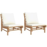 Maison Chic Vrtni stoli - Stol za vrt 2 kosa s kremno belimi blazinami bambus JS1264, (21877263) | Shoptok.si