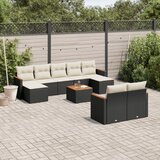  10-dijelni set vrtnih sofa s jastucima crni od poliratana Crna 61 x 62 x 69 cm | shoptok.hr