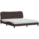  Postelja z vzmetnico temno rjava 180x200 cm blago | Shoptok.si