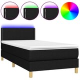  Box spring postelja z vzmetnico LED črna 90x200 cm blago, (20726481) | Shoptok.si