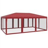 Šator za zabave s 10 mrežastih bočnih zidova crveni 6x4 m HDPE | shoptok.hr