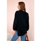 Kesi Włoski Cotton shirt blouse with hearts black | Shoptok.si